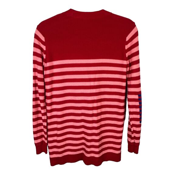 Cabi Picnic Cardigan Button Front Knit Cotton Red Pink Blue Striped Long Slv XS - Picture 8 of 14
